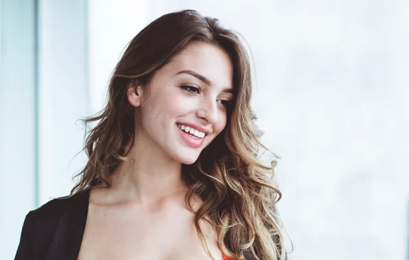 Улыбка, модель, портрет, прическа, шатенка, красотка, Celine Farach