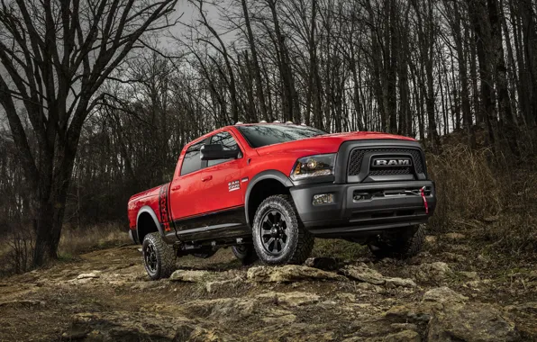 Лес, камни, внедорожник, Dodge, пикап, Ram, 2500
