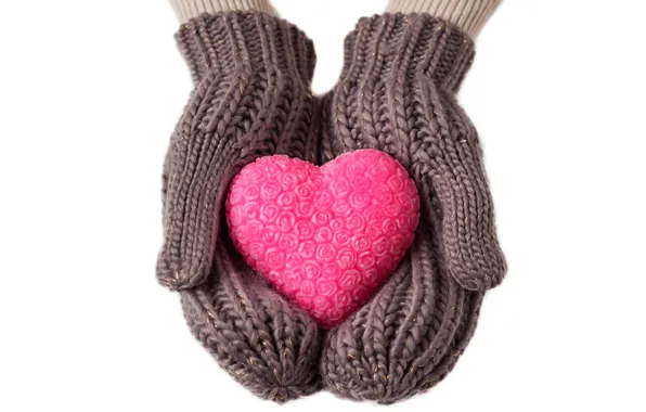 Зима, любовь, сердце, перчатки, love, heart, winter, gloves