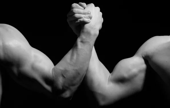 Картинка white, black, Arm wrestling