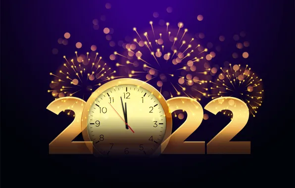 Картинка фон, золото, часы, цифры, Новый год, golden, new year, happy