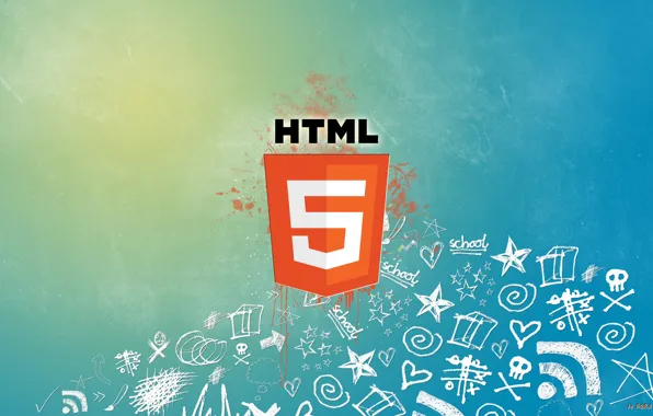 Сеть, краска, логотип, пятна, интернет, html5, hyper text markup language, html