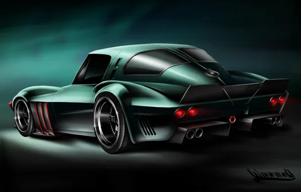 Авто, Рисунок, Машина, Арт, Chevrolet Corvette, Grand Sport, Vehicles, Transport