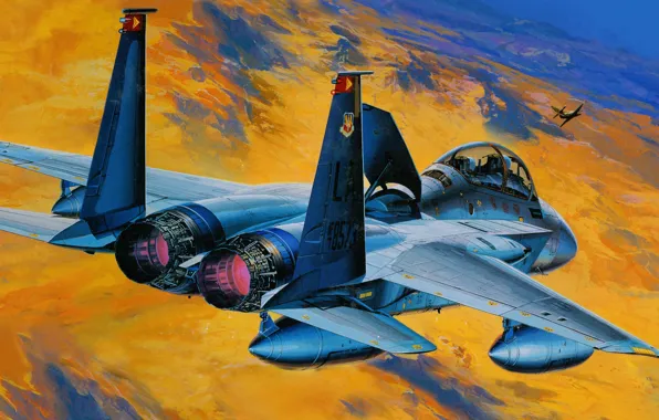 Рисунок, арт, Eagle, ВВС США, McDonnell Douglas, Двухместный учебно-тренировочный вариант, F-15D