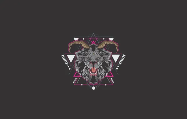 Глаза, морда, лев, пасть, рога, sugiartoss_