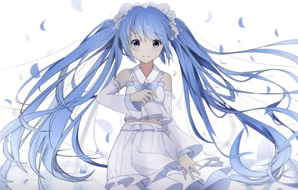 Девочка, Hatsune Miku, Vocaloid, Вокалоид, длинные волосы, синие волосы, Хатсуне Мику