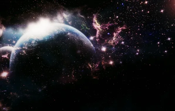 Картинка космос, пространство, фантастика, тьма, планета, мироздание