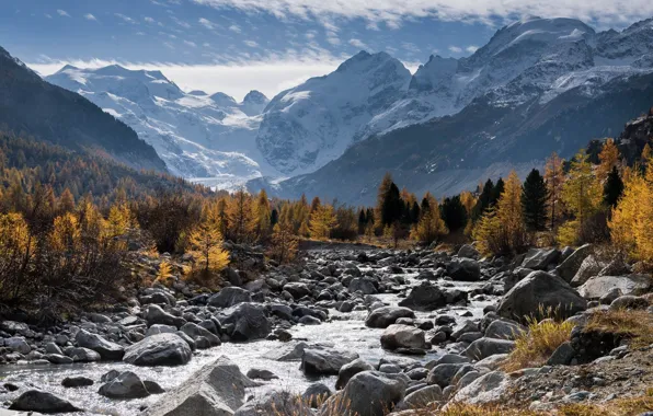River, mountain, rocks