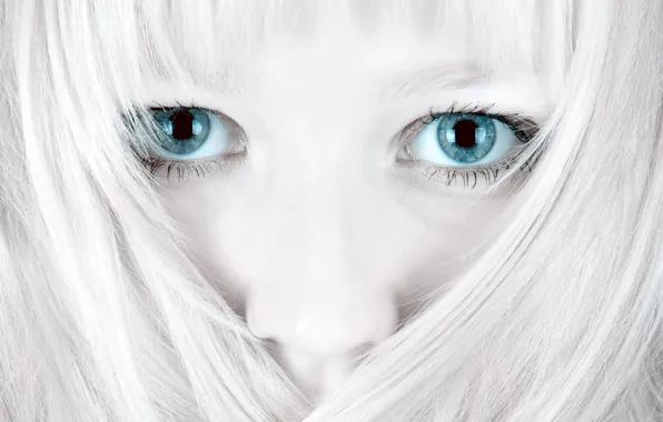 Белый, глаза, волосы, 155