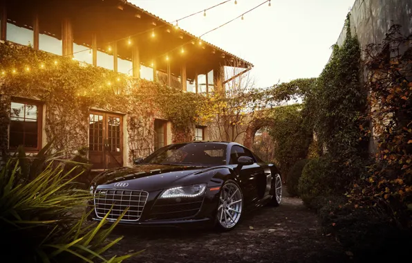 Audi, Черный, Машина, Лампочки, Audi R8, Car, Render, Рендеринг