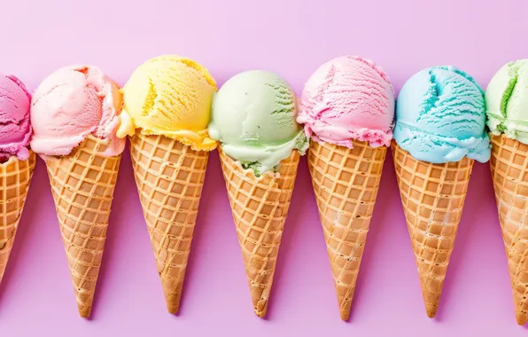 Colorful, мороженое, рожок, ice cream, cone