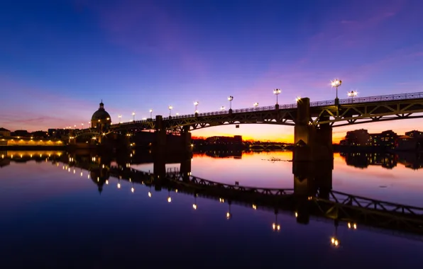 Франция, France, Тулуза, Toulouse, река Гаронна, мост Сен-Пьер, Saint Pierre Bridge, Garonne River