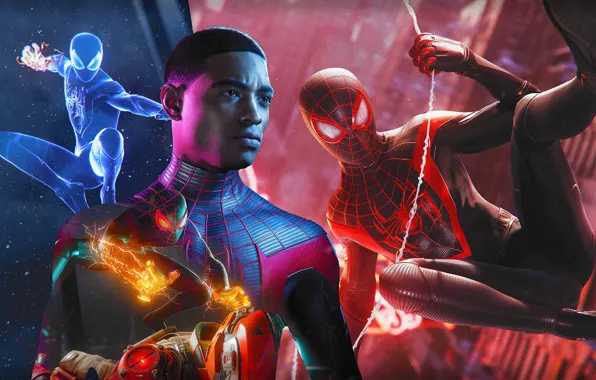Коллаж, парень, Человек Паук, Miles Morales, Marvel's Spider-Man: Miles Morales