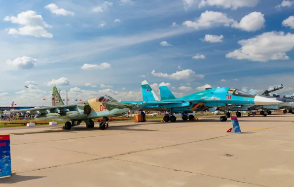 Картинка Истребитель, ВВС, Бомбардировщик, Военный, России, Самолёт, Сухой, Су-34