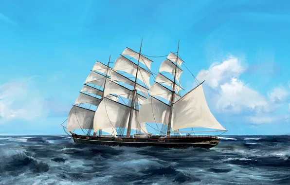 Волны, корабль, Transatlantic Ships, cutty sark