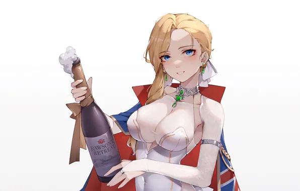 Girl, sexy, cleavage, long hair, boobs, anime, blue eyes, beautiful