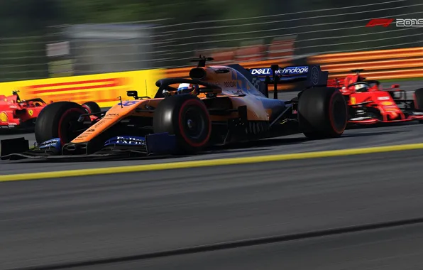 Скорость, трасса, гоночный автомобиль, на трассе, маршрут, F1 2019, Mclaren MCL34, смазанность