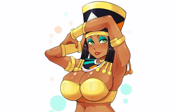 Girl, sexy, cleavage, green eyes, boobs, anime, beautiful, short hair