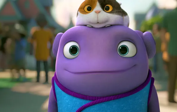 Настроение, мультфильм, Дом, Home, Alien, cat, cartoon