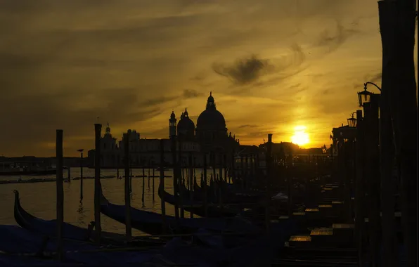 Картинка закат, Италия, Венеция, сумерки