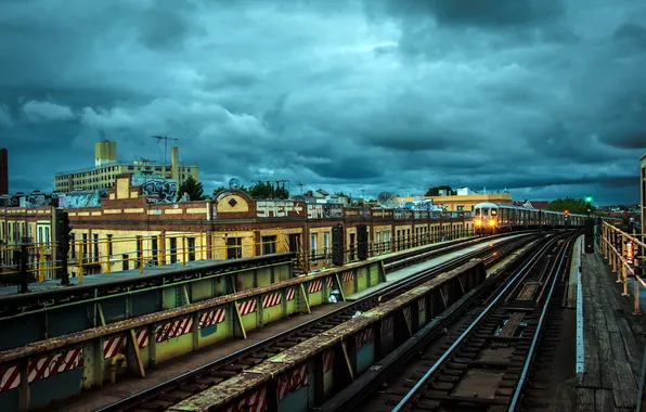 Картинка город, железная дорога, NYC
