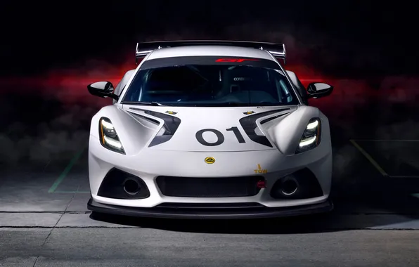 Белый, дым, парковка, GT4, Emira, Lotus Emira GT4