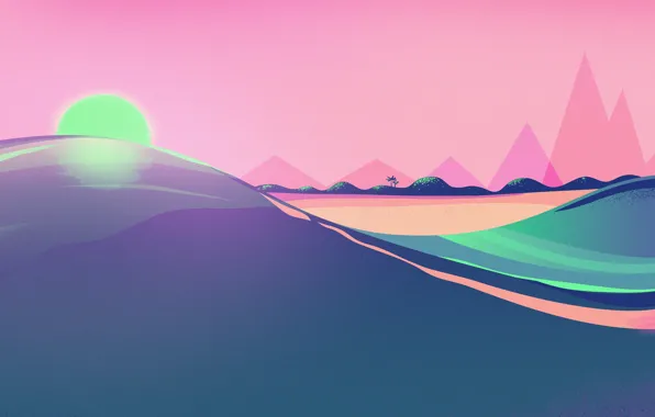 Закат, Солнце, Минимализм, Звезда, Стиль, Фон, Style, Illustration