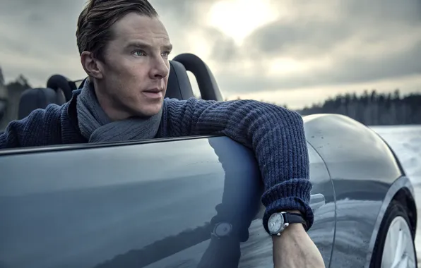 Картинка машина, часы, шарф, актер, Бенедикт Камбербэтч, Benedict Cumberbatch