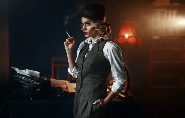 Шляпа, сигарета, машинка, detective, creation