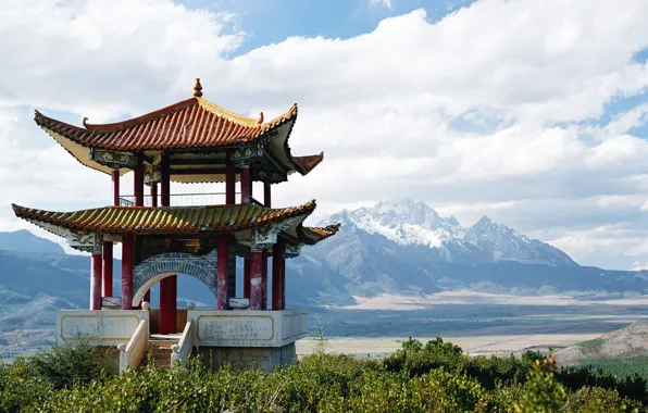 Картинка Горы, Беседка, Китай