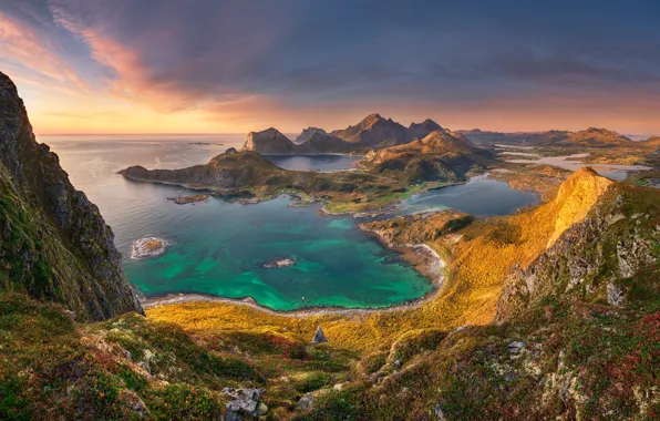 Море, острова, горы, sea, mountains, islands, Лофотен, Lofoten