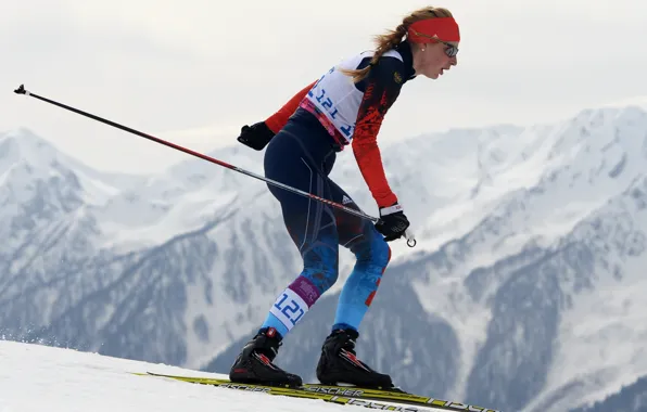 Картинка биатлон, Сочи 2014, чемпионка, паралимпийские игры, преодолеть себя, Алёна Кауфман