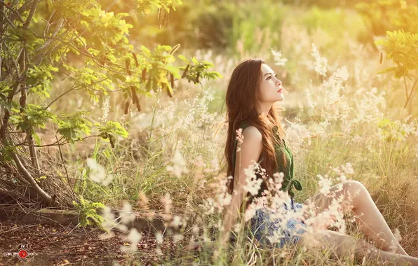 Девушка, поза, фон