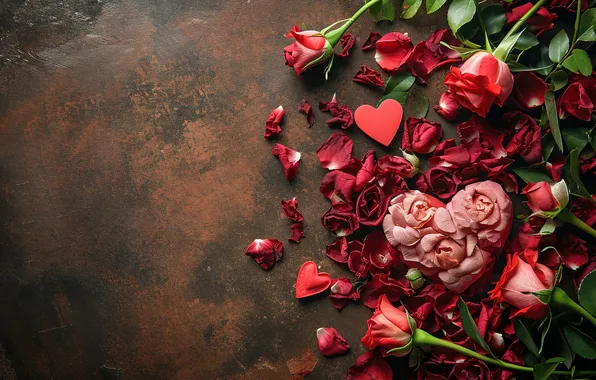 Картинка любовь, цветы, романтика, сердце, розы, букет, love, happy