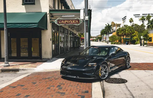 Картинка Porsche, Black, Turbo S, VAG, Taycan