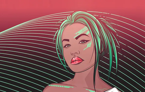 Девушка, Минимализм, Музыка, Фон, Арт, 80s, Illustration, Yoko