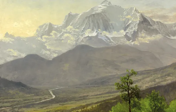 Картинка снег, пейзаж, горы, Монблан, Альберт Бирштадт
