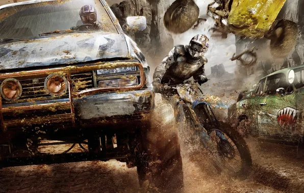 Машина, гонка, грязь, мотоцикл, Apocalypse, Motorstorm