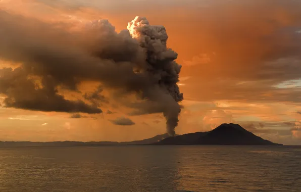 Обои, вулкан, Извержение, Тавурвур, Папуа — Новая Гвинея