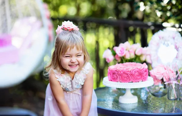 Радость, праздник, ребенок, девочка, торт, cakes, Birthday