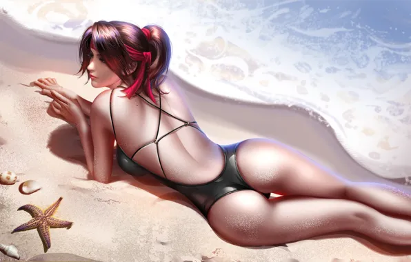 Море, пляж, девушка, Final Fantasy VII, Jessie Rasberry