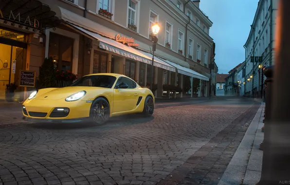 Авто, улица, Porsche, Машина, фонарь, Cayman, auto