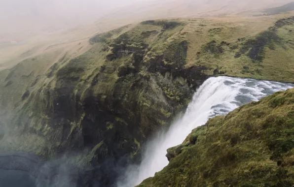 Landscape, Waterfall, Retina, Hills