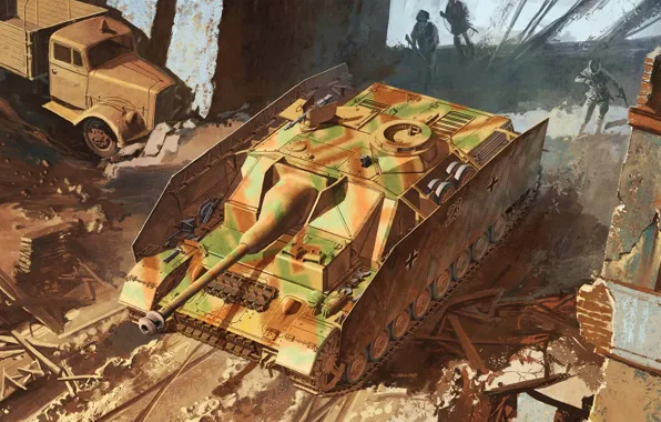 Картинка САУ, Немецкая, Второй мировая война, Sturmgeschutz IV, артиллерийская установка