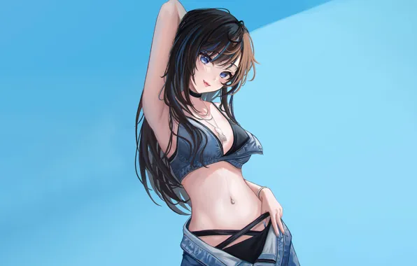 Girl, sexy, lingerie, pantsu, bra, cleavage, panties, long hair