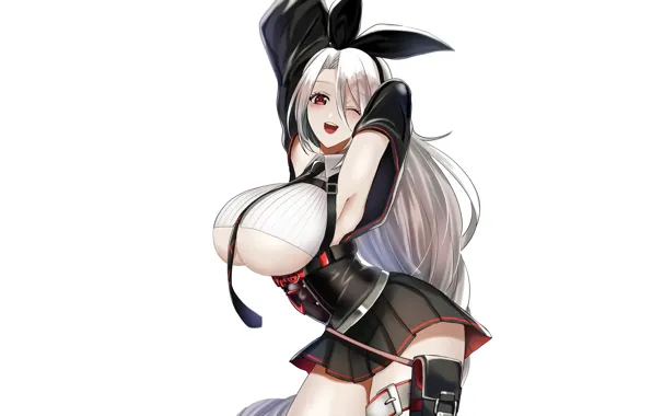 Girl, sexy, cleavage, long hair, dress, boobs, anime, beautiful