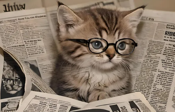 Кошка, взгляд, котенок, мордашка, ИИ-арт, нейросеть