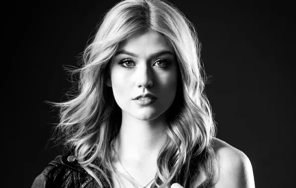 Картинка портрет, актриса, черно-белое, Katherine McNamara