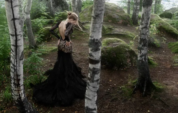 Картинка девушка, деревья, платье, Tatiana Mercalova, Ольга Кобзар