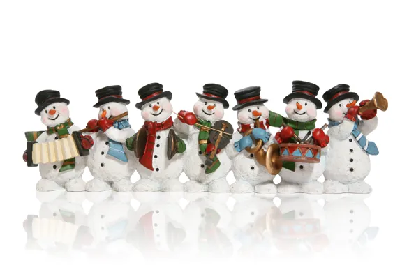 Новый год, Рождество, снеговик, new year, Christmas, Музыкальные инструменты, band, Music Instruments